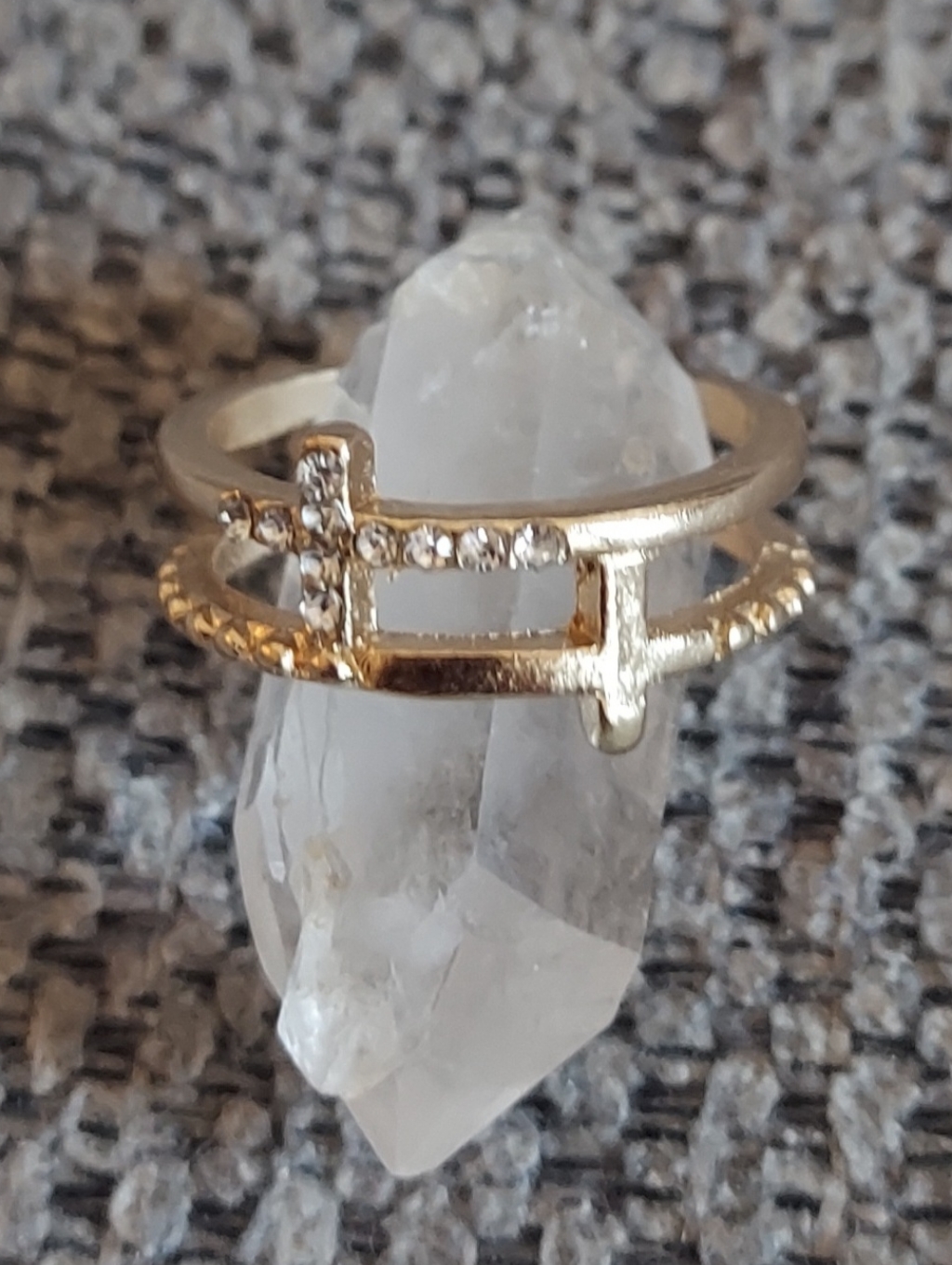 Gold-Tone Cross Stackable Ring Women’s Fashion Jewelry